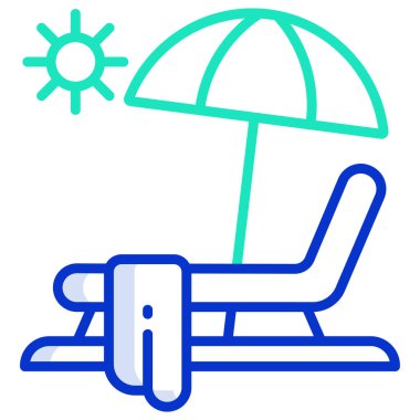 Basit vektör simgesi, güneşli yatağın çizimi