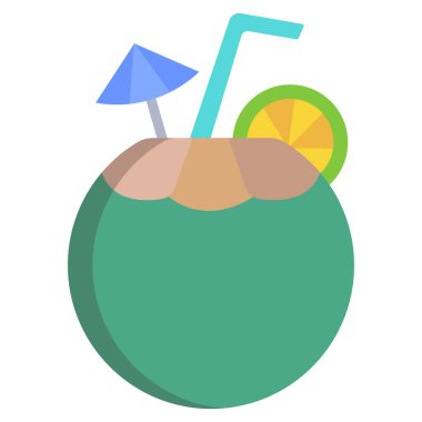 Hindistan cevizi içeceği beyaz arkaplanda basit vektör simgesi