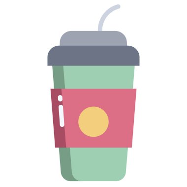 Beyaz arkaplanda basit vektör soda içecek simgesi