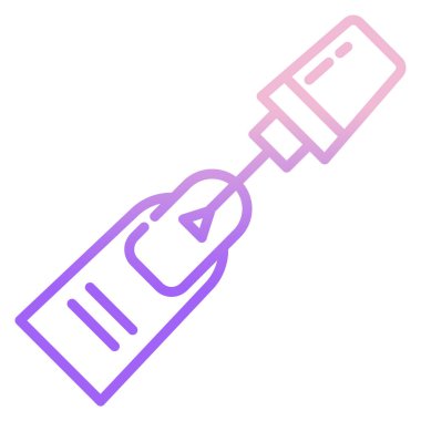 Şırınga vektör simgesi. biçim iki renkli düz sembol, mavi ve beyaz renkler, yuvarlak açılar, yeşil arkaplan