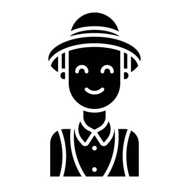 Şapka ikonlu çiftçi. Web için insan vektör sembolü stok elementlerinin basit illüstrasyonu