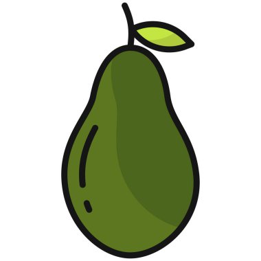 Basit vektör simgesi, avokado illüstrasyonu