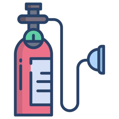 Oksijen silindir simgesi beyaz arka plan üzerinde