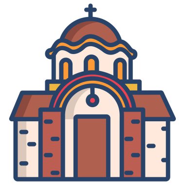 Beyaz arkaplanda katedral basit vektör simgesi