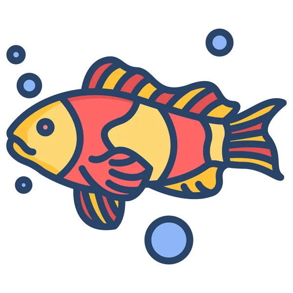 Pesce Icona Web Semplice Illustrazione — Vettoriale Stock