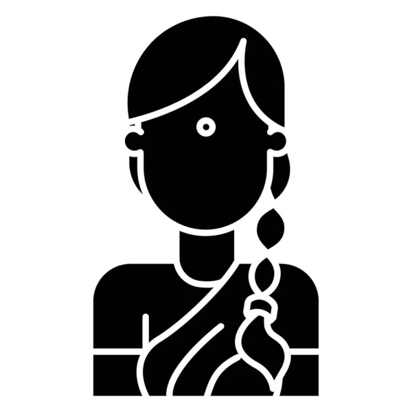 Indiase Vrouw Eenvoudige Vector Pictogram Witte Achtergrond — Stockvector