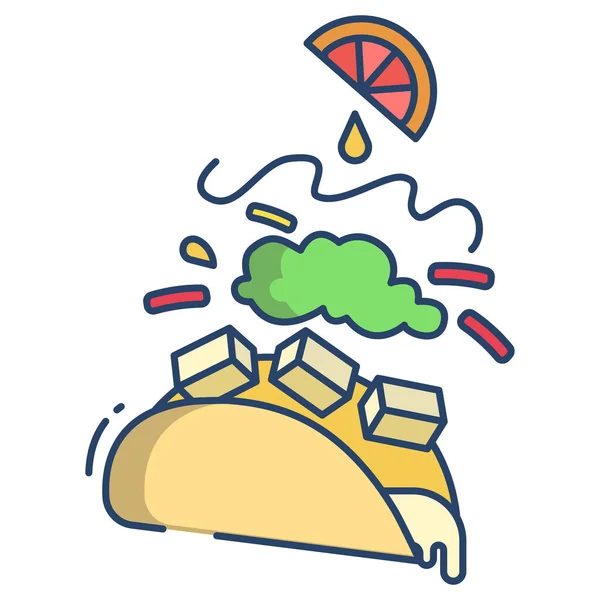 Tacos Prosty Wektor Ikona Białym Tle — Wektor stockowy