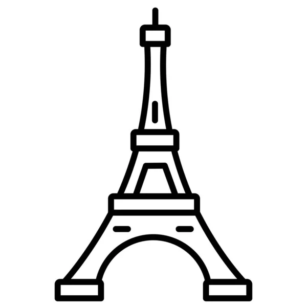 Paris Eiffel Ícone Vetor Torre Esboço Ilustração Pictograma Símbolo Isolado — Vetor de Stock