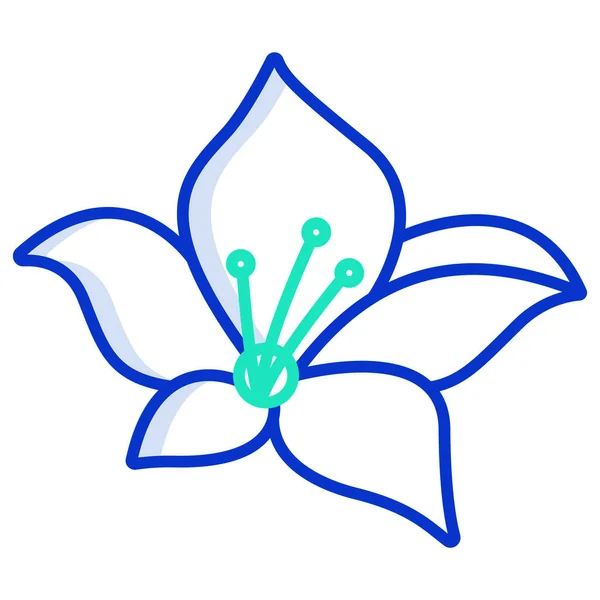 Голубая Линия Рисунка Цветка — стоковый вектор