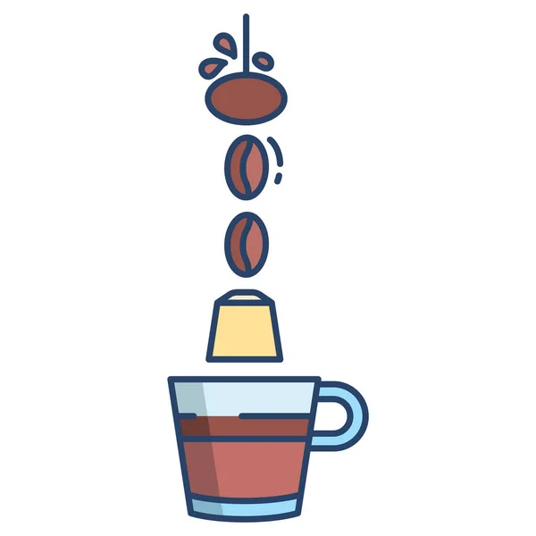 Kaffeetassen Ikone Umriss Illustration Von Teekessel Vektor Symbole Für Das — Stockvektor