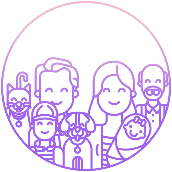 vector illustration of a group of people and their children