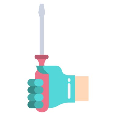 Basit vektör simgesi, elimizdeki tornavidayı görüntüleme 