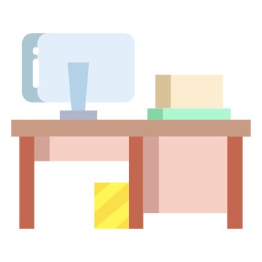 Masalı ve sandalyeli ofis masası vektör illüstrasyon tasarımı