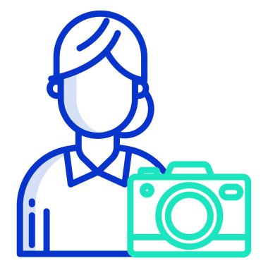 Kameralı kadın. Web simgesi basit illüstrasyon