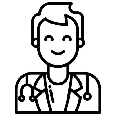 Erkek Doktor. Web simgesi basit illüstrasyon