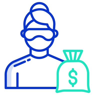 Paralı bir kadın. Web simgesi basit illüstrasyon