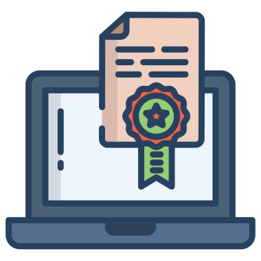 Sertifika. Web simgesi basit illüstrasyon