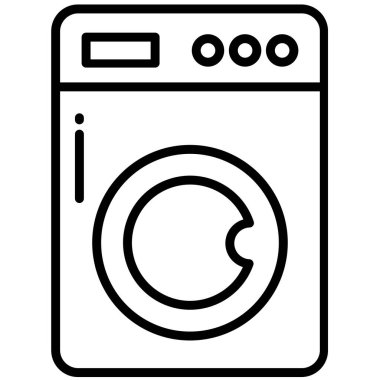 çamaşır makinesi basit simgesi, vektör çizim