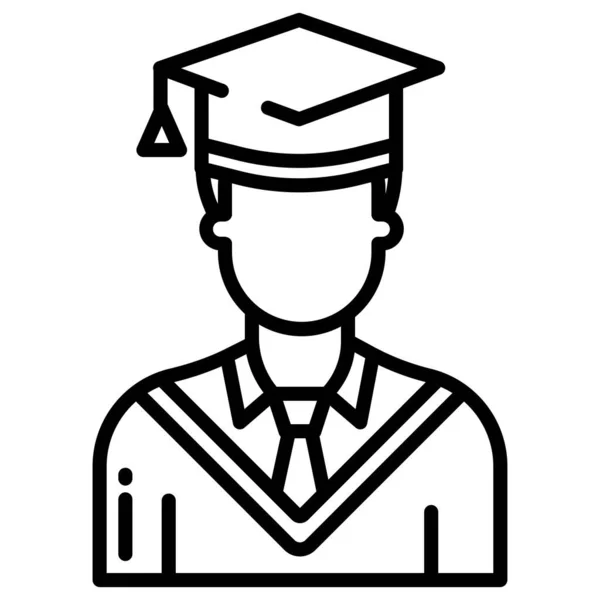Ícone Vetorial Simples Ilustração Homem Chapéu Graduação — Vetor de Stock
