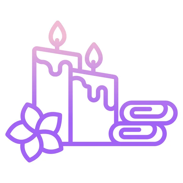 Фиолетовая Свеча Горящими Свечами Розовом Фоне — стоковый вектор