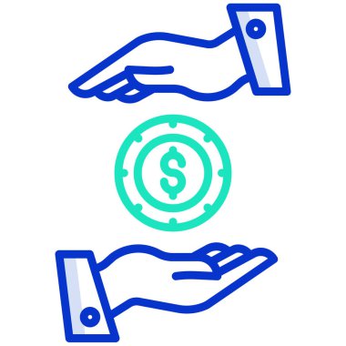 Dolar para para vektör illüstrasyonu el ele