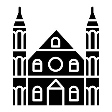 bina simgesi beyaz arkaplanda izole edilmiş. kilise sembolü illüstrasyon.