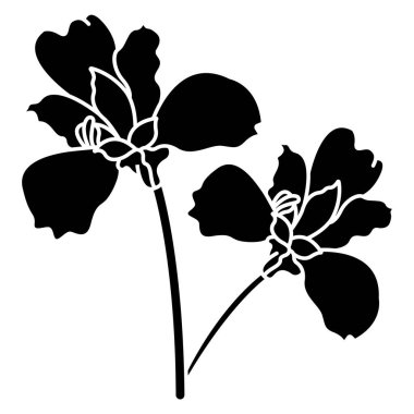 Siyah ve beyaz bir çiçeğin vektör çizimi