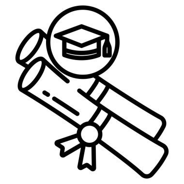 Mezuniyet. Web simgesi basit illüstrasyon