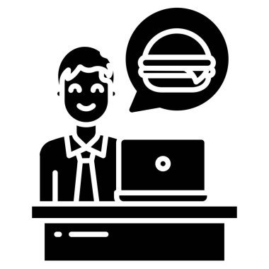 Dizüstü bilgisayarı olan iş adamı, vektör illüstrasyonu