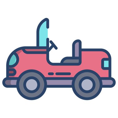 beyaz arkaplanda oyuncak araba basit vektör simgesi