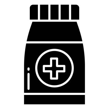 Basit vektör simgesi, hap şişesinin çizimi