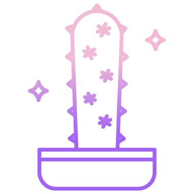 Beyaz arkaplanda izole edilmiş kaktüsün vektör simgesi