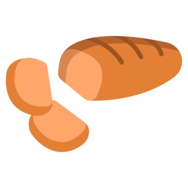 Ekmek ikonu. Web için kruvasan vektör simgelerinin düz çizimi