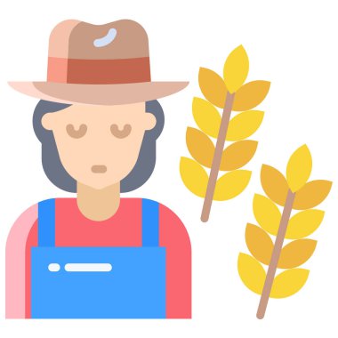 Şapkalı ve buğday vektör ikonlu çiftçi