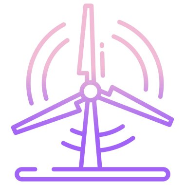 Düz biçimli rüzgar türbini simgesi beyaz arkaplan vektör çiziminde izole