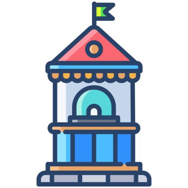 beyaz arkaplanda bilet ofisi basit vektör simgesi