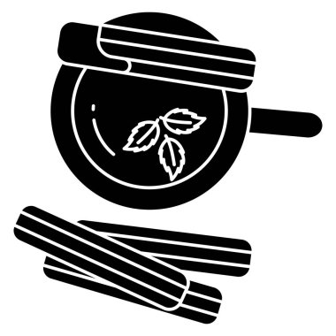 Bir kaşık ve bir fincan çayla cam kavanozun vektör çizimi