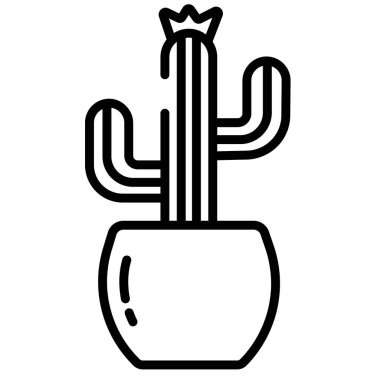 Beyaz arkaplanda izole edilmiş kaktüsün vektör simgesi