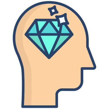 Mavi beyinli bir insan kafasının vektör çizimi 