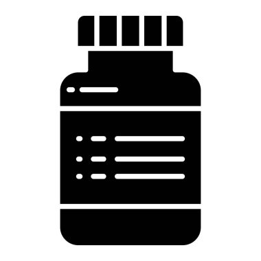 Tıbbi ve sağlık hizmetleri ikonu. Web için ilaç şişesi vektör simgelerinin özet çizimi