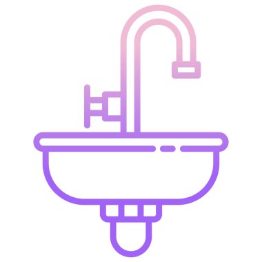 Basit vektör simgesi, lavabo illüstrasyonu