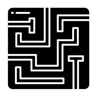 Labirent simgesi. siyah ve beyaz vektör çizimi