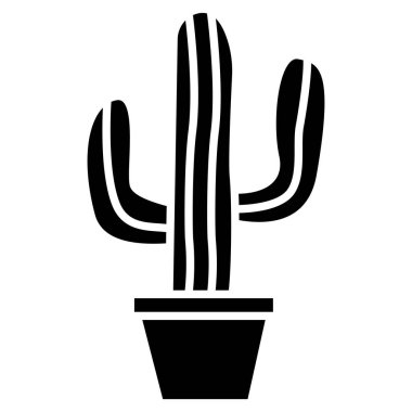 Beyaz arkaplanda izole edilmiş kaktüsün vektör simgesi