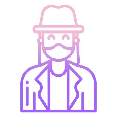 Şapkalı adam, vektör çizimi.