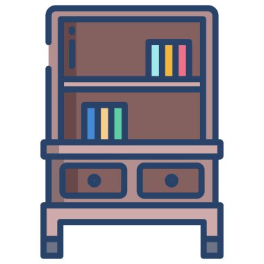 Kitaplık. Web simgesi basit illüstrasyon