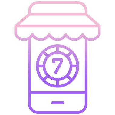 Mobil poker. Mobil ve web uygulamaları için düz vektör simgesi. Vektör illüstrasyonu.