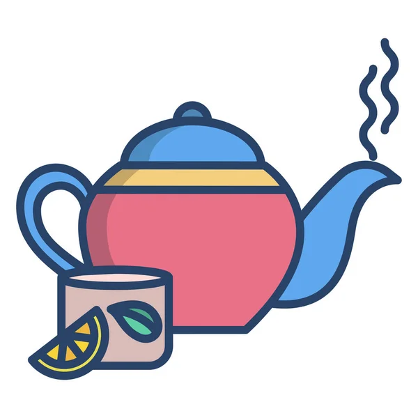 Tee Wasserkocher Symbol Vektor Illustration Grafik Design — Stockvektor