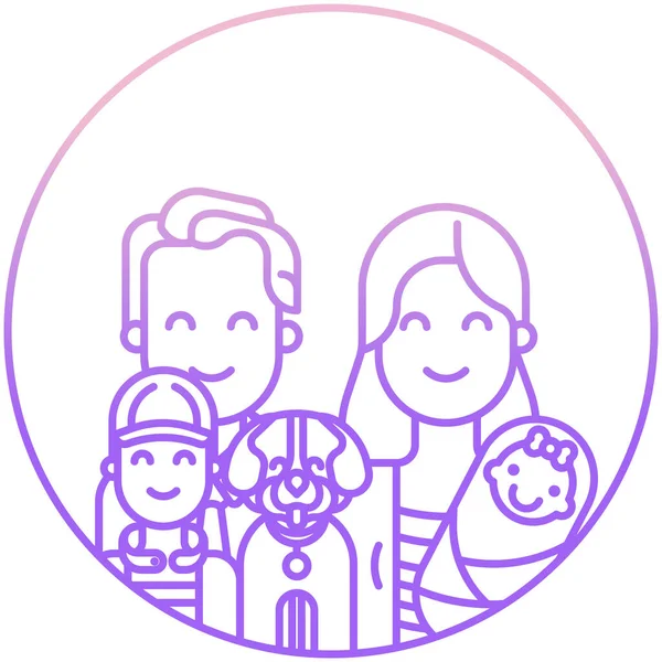 Família Feliz Com Pais Filhos Design Ilustração Vetorial — Vetor de Stock