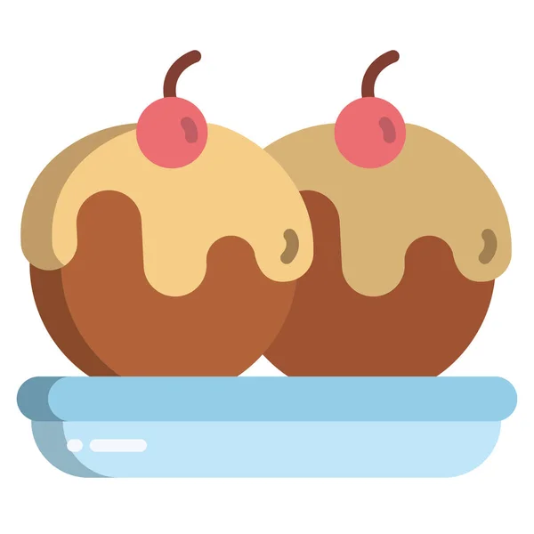 Taart Icoon Schets Illustratie Van Cake Vector Pictogrammen Voor Web — Stockvector