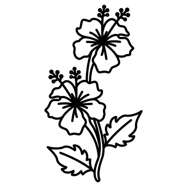 Yapraklı Çizgi Çiçeği Vektör Illüstrasyon Tasarımı — Stok Vektör